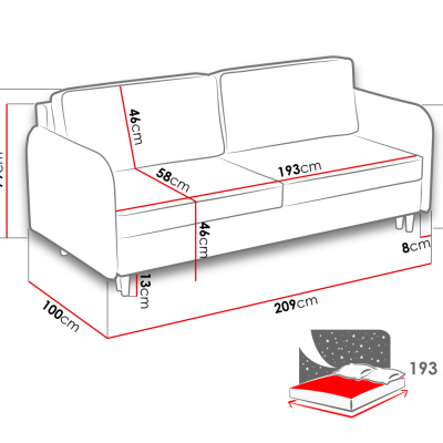 Trojmístná rozkládací pohovka PINARA - béžová