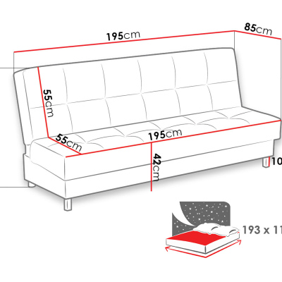 Rozkládací pohovka s úložným prostorem SABANA 2 - zelená