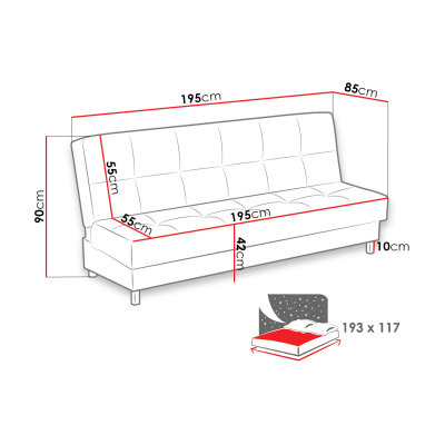 Rozkládací pohovka s úložným prostorem SABANA 2 - zelená