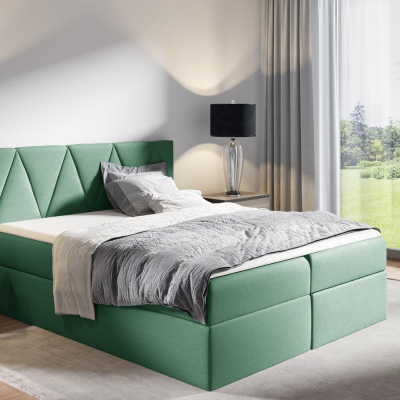 Kontinentální postel GISELA - 200x200, zelená + topper ZDARMA