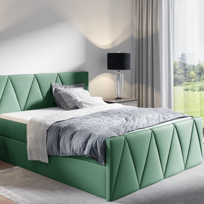 Jednolůžková postel GISELA LUX - 120x200, zelená + topper ZDARMA