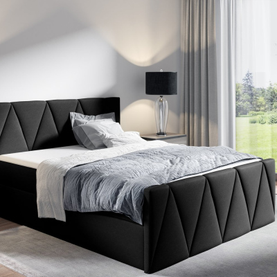 Manželská postel GISELA LUX - 140x200, černá + topper ZDARMA