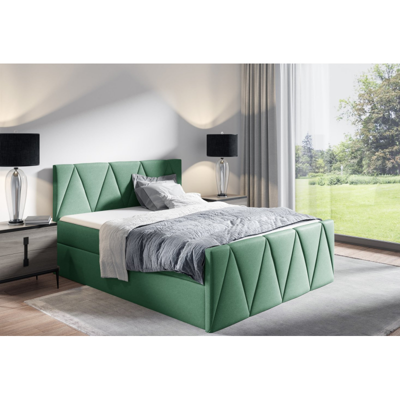 Manželská postel GISELA LUX - 140x200, zelená + topper ZDARMA