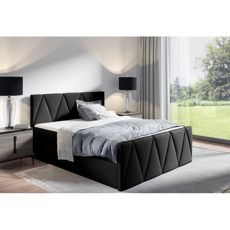 Manželská postel GISELA LUX - 160x200, černá + topper ZDARMA