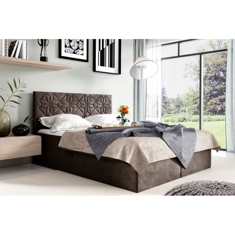 Jednolůžková postel KVETA - 120x200, hnědá 1 + topper ZDARMA