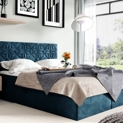 Jednolůžková postel KVETA - 120x200, modrá + topper ZDARMA