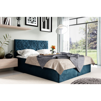 Jednolůžková postel KVETA - 120x200, modrá + topper ZDARMA