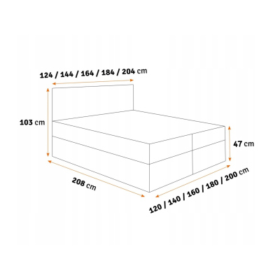 Manželská postel KVETA - 140x200, žlutá + topper ZDARMA