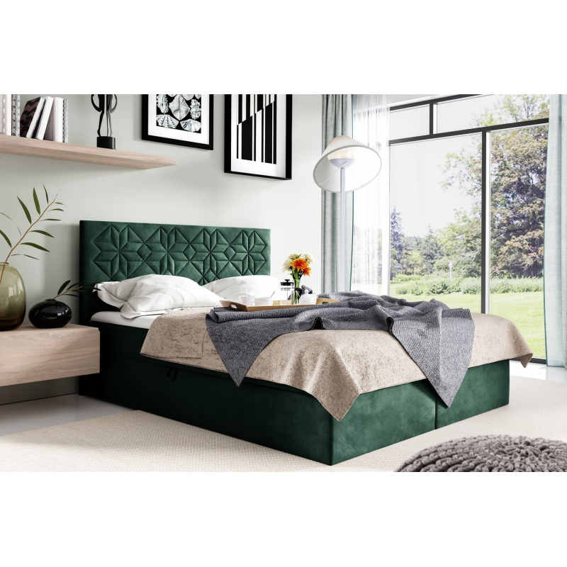 Manželská postel KVETA - 180x200, zelená + topper ZDARMA