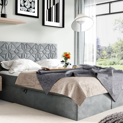 Manželská postel KVETA - 180x200, šedá + topper ZDARMA