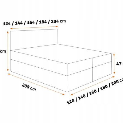 Manželská postel KVETA - 180x200, žlutá + topper ZDARMA