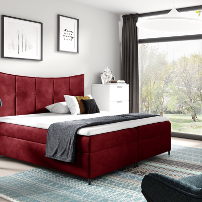 Boxspringová postel IRINI - 120x200, červená + topper ZDARMA