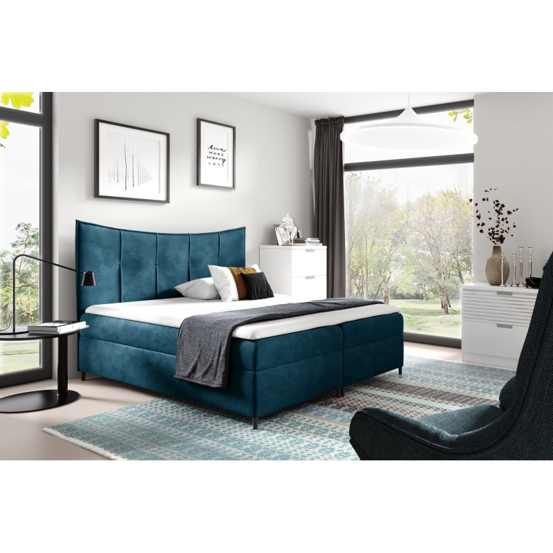 Boxspringová postel IRINI - 120x200, modrá + topper ZDARMA