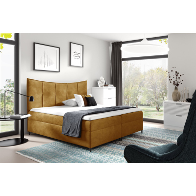 Boxspringová postel IRINI - 120x200, žlutá + topper ZDARMA