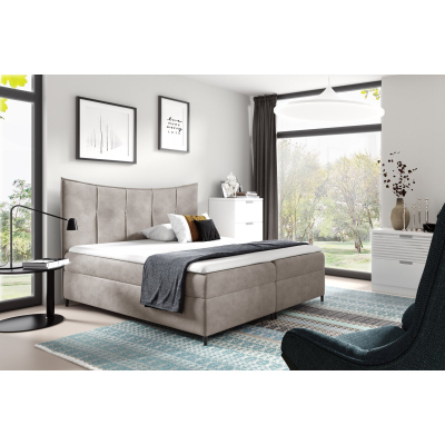 Boxspringová postel IRINI - 140x200, béžová + topper ZDARMA