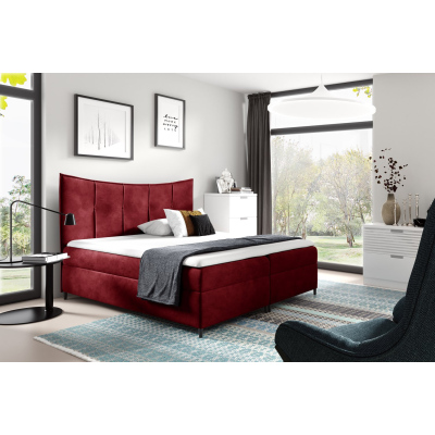 Boxspringová postel IRINI - 180x200, červená + topper ZDARMA