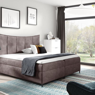 Boxspringová postel IRINI - 180x200, šedorůžová + topper ZDARMA