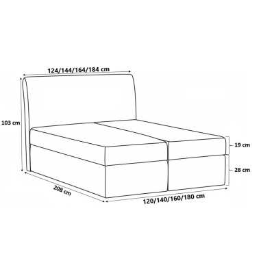 Čalouněná postel s prošívaným čelem AKIM - 140x200, šedorůžová + topper ZDARMA