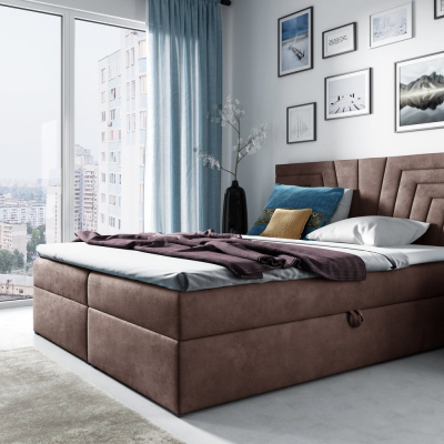 Čalouněná postel s prošívaným čelem SUSANA - 160x200, starorůžová + topper ZDARMA