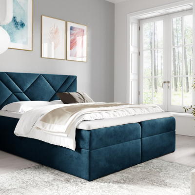 Boxspringová postel ASKOT - 120x200, modrá + topper ZDARMA