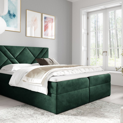 Boxspringová postel ASKOT - 140x200, zelená + topper ZDARMA
