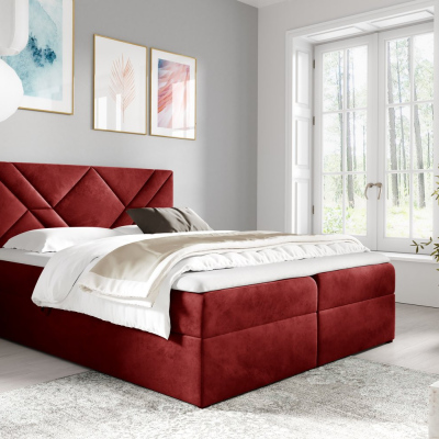 Boxspringová postel ASKOT - 180x200, červená + topper ZDARMA