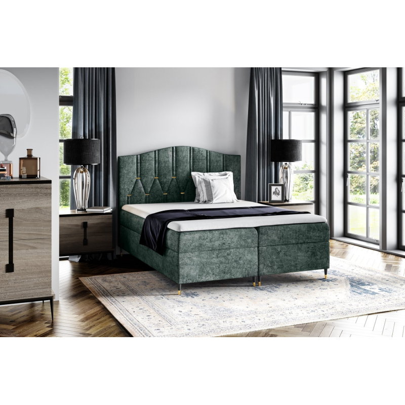 Kontinentální postel OFRI - 200x200, zelená + topper ZDARMA