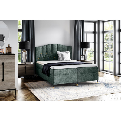 Kontinentální postel OFRI - 200x200, zelená + topper ZDARMA