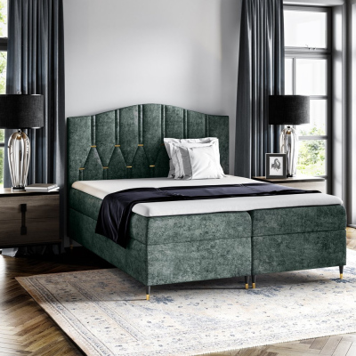 Kontinentální postel OFRI - 160x200, zelená + topper ZDARMA