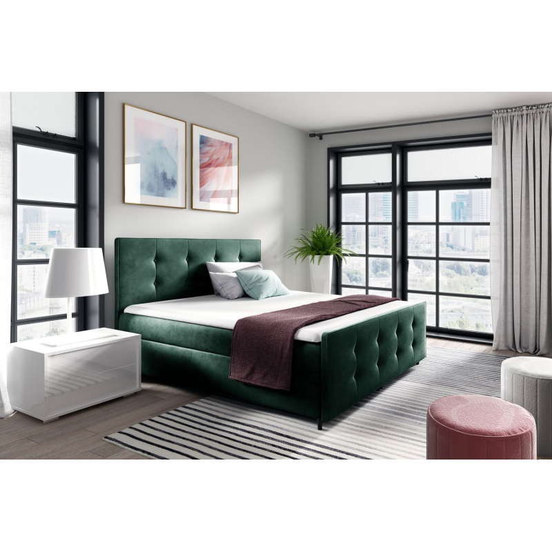 Čalouněná postel CELESTE - 200x200, zelená + topper ZDARMA