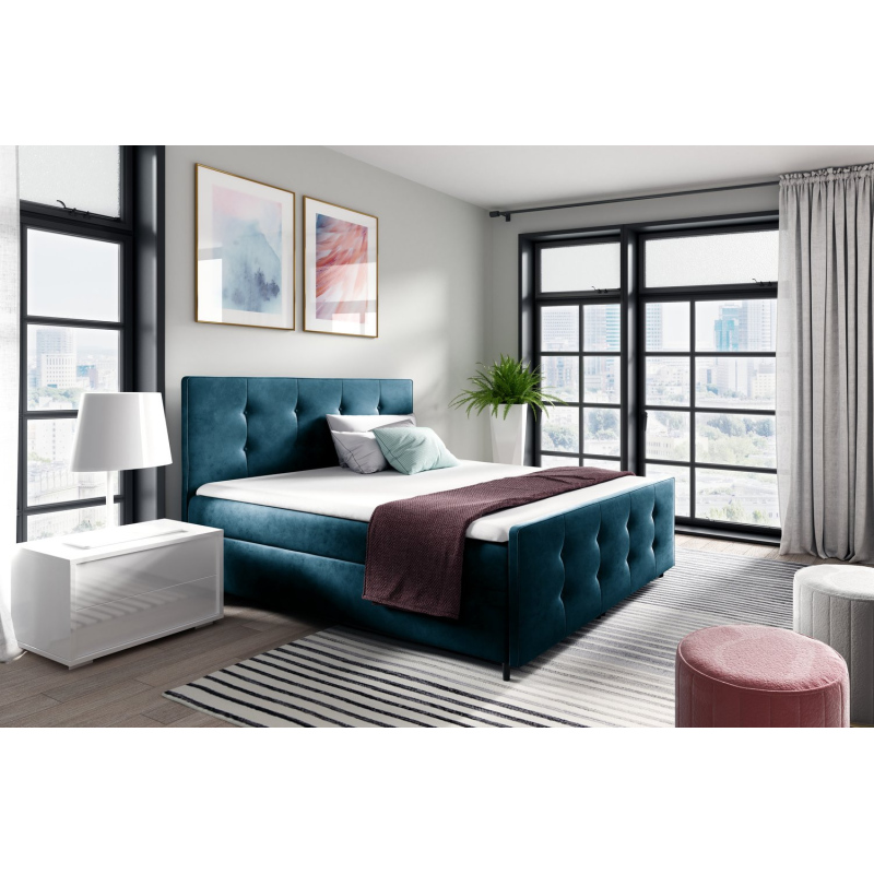 Čalouněná postel CELESTE - 200x200, modrá + topper ZDARMA