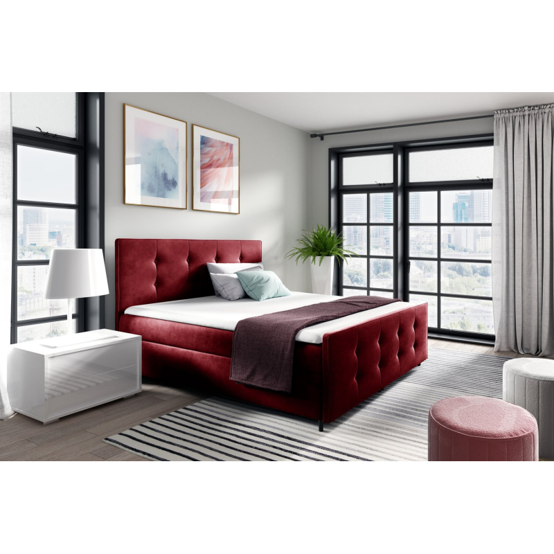 Čalouněná postel CELESTE - 200x200, červená + topper ZDARMA