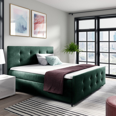 Čalouněná postel CELESTE - 180x200, zelená + topper ZDARMA
