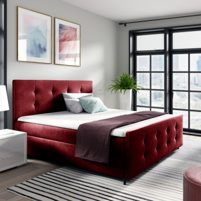 Čalouněná postel CELESTE - 180x200, červená + topper ZDARMA