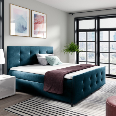 Čalouněná postel CELESTE - 120x200, modrá + topper ZDARMA
