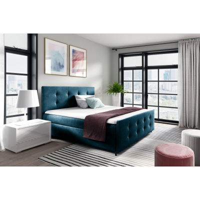 Čalouněná postel CELESTE - 120x200, modrá + topper ZDARMA