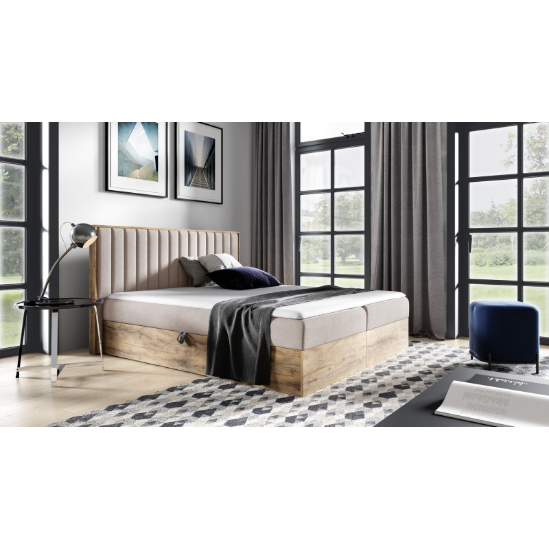 Boxspringová postel CHANTELLE 4 - 200x200, béžová + topper ZDARMA