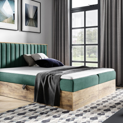 Boxspringová postel CHANTELLE 4 - 200x200, zelená + topper ZDARMA