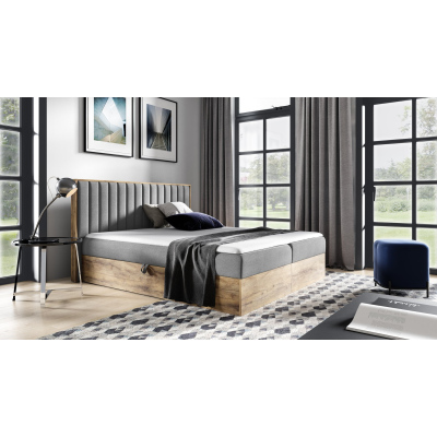 Boxspringová postel CHANTELLE 4 - 200x200, šedá + topper ZDARMA