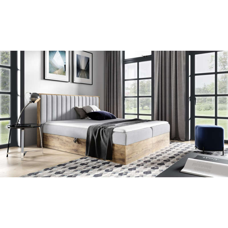 Boxspringová postel CHANTELLE 4 - 180x200, světle šedá + topper ZDARMA