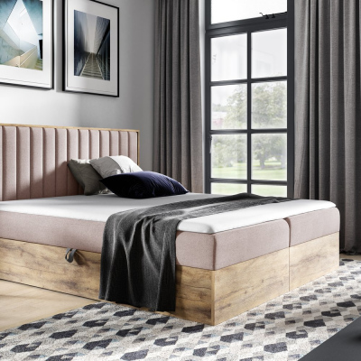 Boxspringová postel CHANTELLE 4 - 160x200, růžová + topper ZDARMA