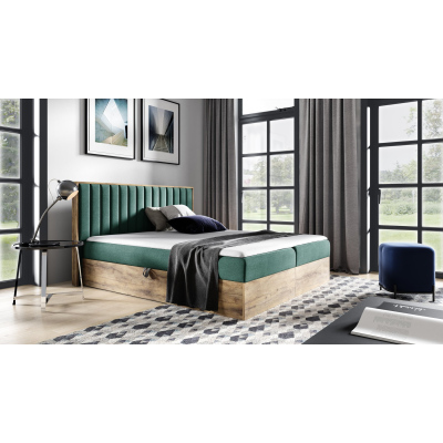 Boxspringová postel CHANTELLE 4 - 120x200, zelená + topper ZDARMA