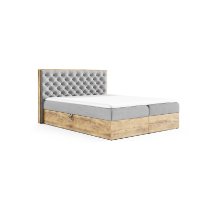 Boxspringová postel CHANTELLE 3 - 200x200, světle šedá + topper ZDARMA