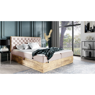 Boxspringová postel CHANTELLE 3 - 200x200, růžová + topper ZDARMA