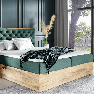 Boxspringová postel CHANTELLE 3 - 200x200, zelená + topper ZDARMA