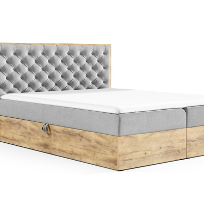 Boxspringová postel CHANTELLE 3 - 180x200, světle šedá + topper ZDARMA