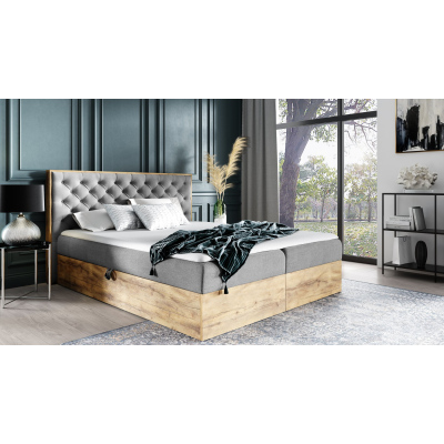 Boxspringová postel CHANTELLE 3 - 180x200, šedá + topper ZDARMA