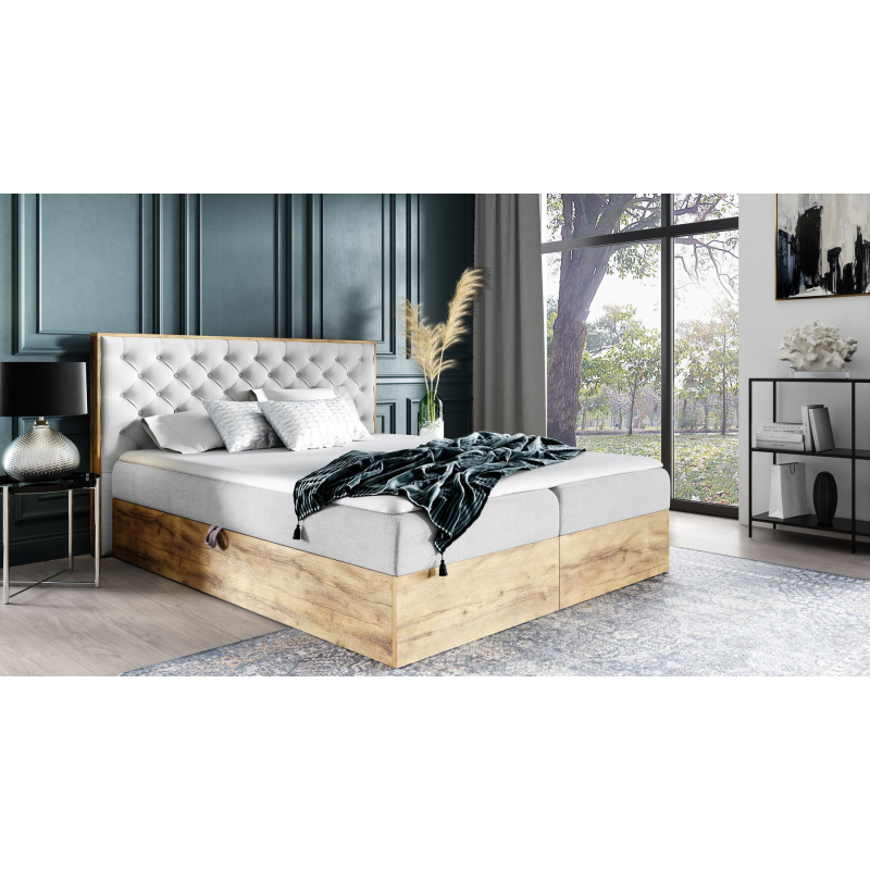 Boxspringová postel CHANTELLE 3 - 160x200, světle šedá + topper ZDARMA