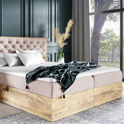 Boxspringová postel CHANTELLE 3 - 160x200, růžová + topper ZDARMA