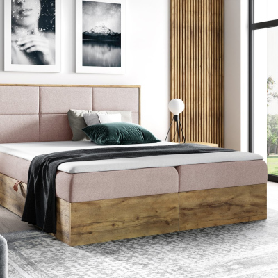 Boxspringová postel CHANTELLE 2 - 200x200, růžová + topper ZDARMA